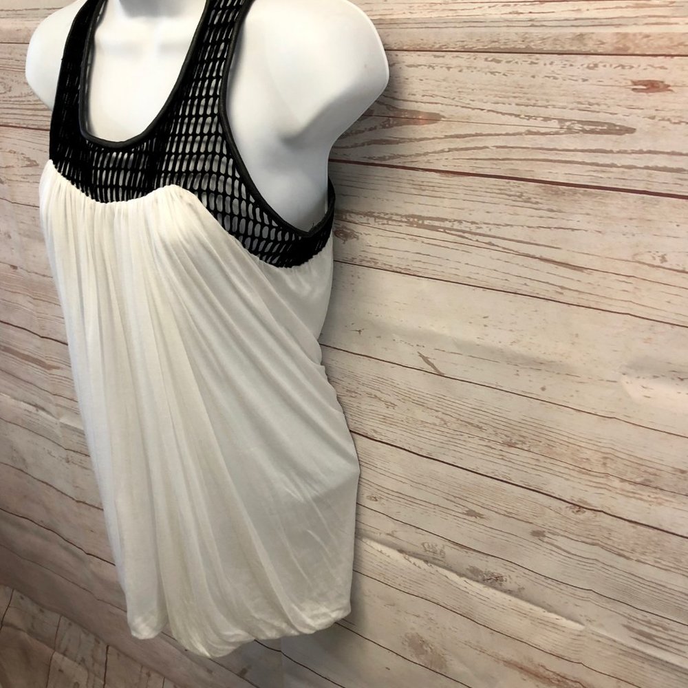 yigal azrouel leather trim mesh tank blouse - Picture 3 of 7